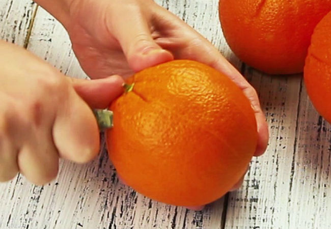 Берем апельсин и чистим за 5 секунд