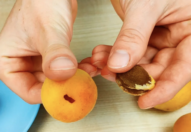 Убираем косточку из абрикоса за секунду и оставляем фрукт целым