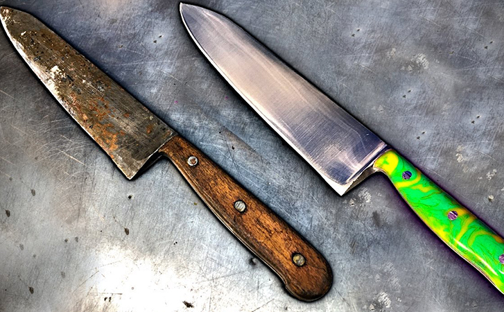 Восстанавливаем совсем старый кухонный нож. Кромка становится как новая, теперь режет даже бумагу