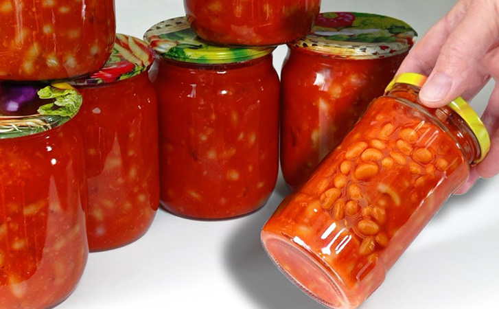Фасоль в томатном соусе на зиму без стерилизации: себестоимость практически бесплатная, а получается сытнее мяса