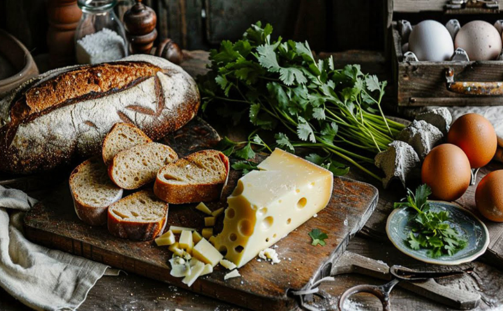 Гренки по-грузински. В основе простой хлеб, но на вкус и на вид получится почти жульен