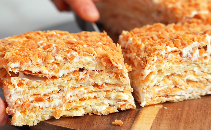 Идеальный Наполеон как в кондитерских: коржи тонкие и хрустящие, а крем нежнейший