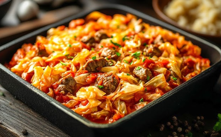 Тушеная капуста с мясом по-грузински. Готовить просто и получается очень ароматно