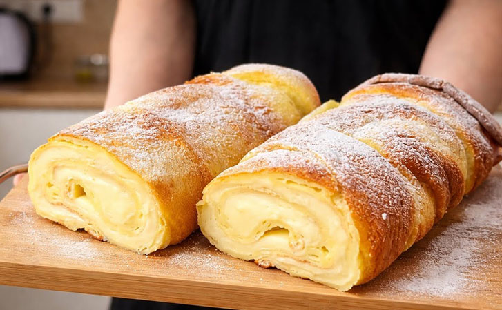 Эклер-рулет с нежнейшим заварным кремом: один раз приготовите и других десертов не захотите