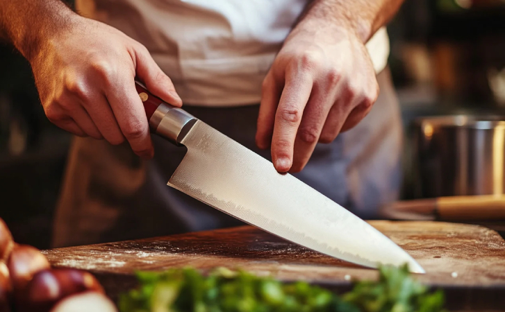 Как заточить любой кухонный нож до состояния нового за 5 минут. Используем мусат и камень